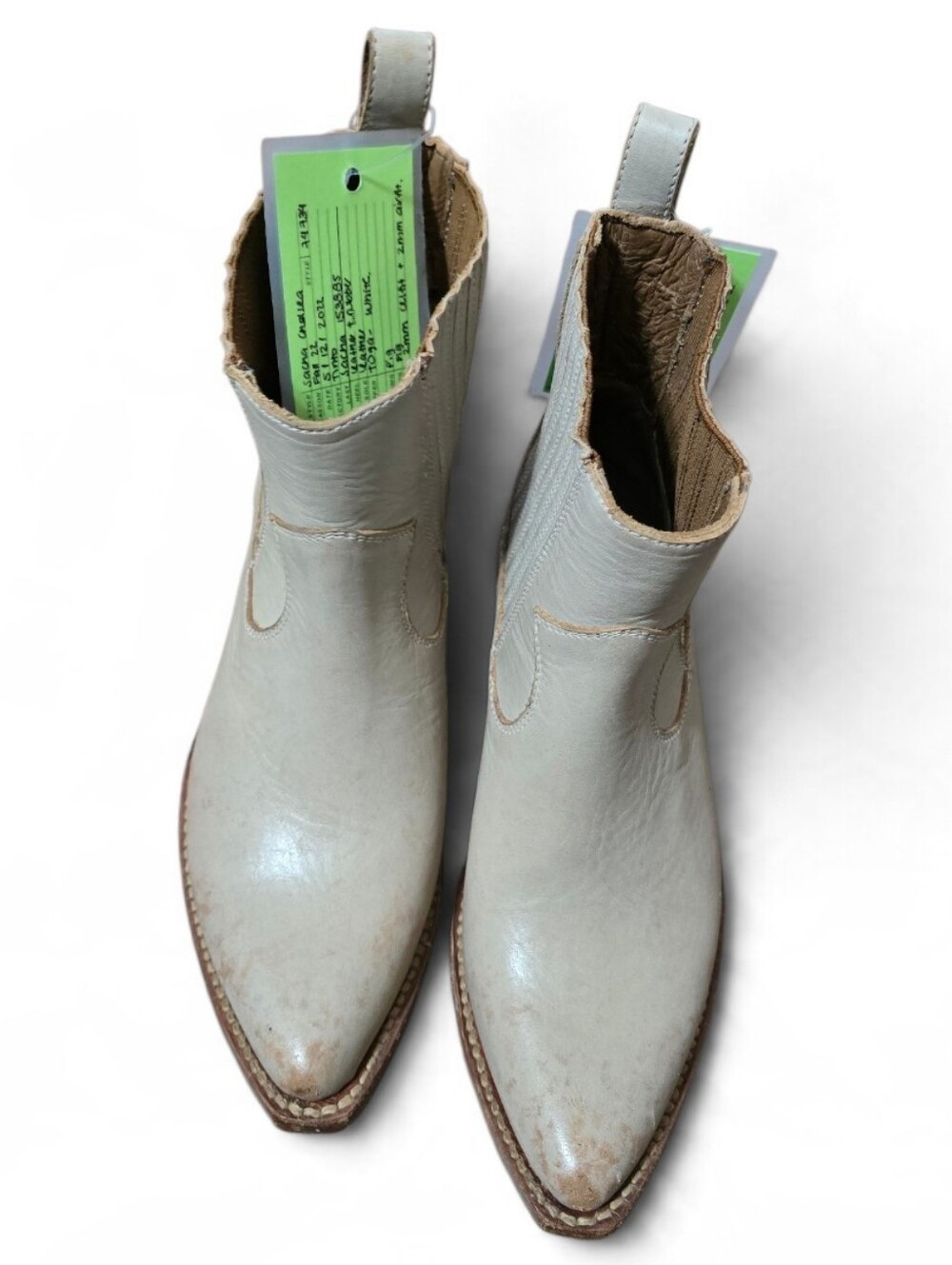 Frye Women's Cream Leather Ankle Boots - Classic Pointed Toe